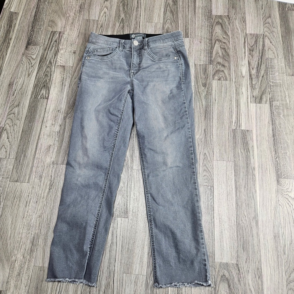 Democracy Jeans Womens 4 Grey Ab-solution‎ Straight Raw Fringe Hem Denim